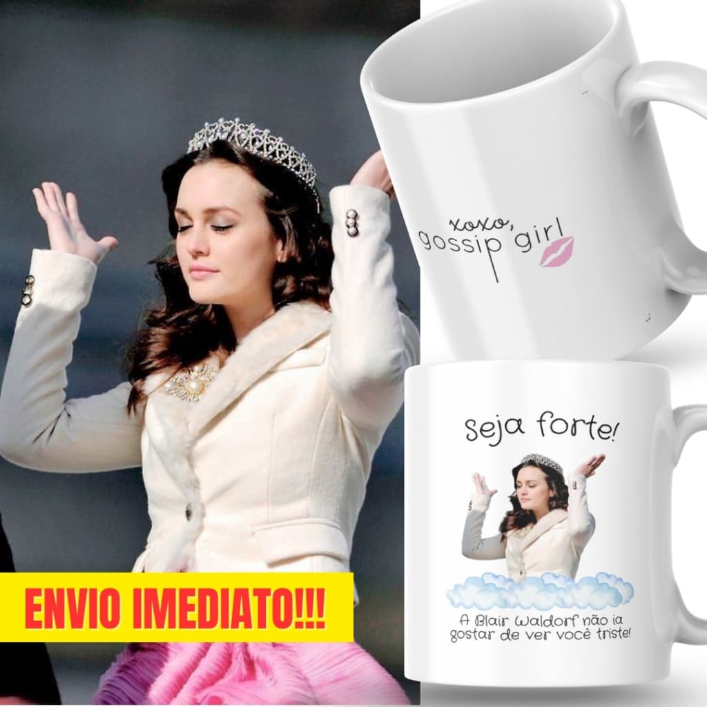 Caneca Xicara Porcelana 325ml Seja Forte Blair Walforf Personalizada Presente Decoração Casa