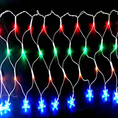 Rede Estrela 120 Led Fio Branco para decoração do ambiente 8 Funções ,3.0 x 0.5m