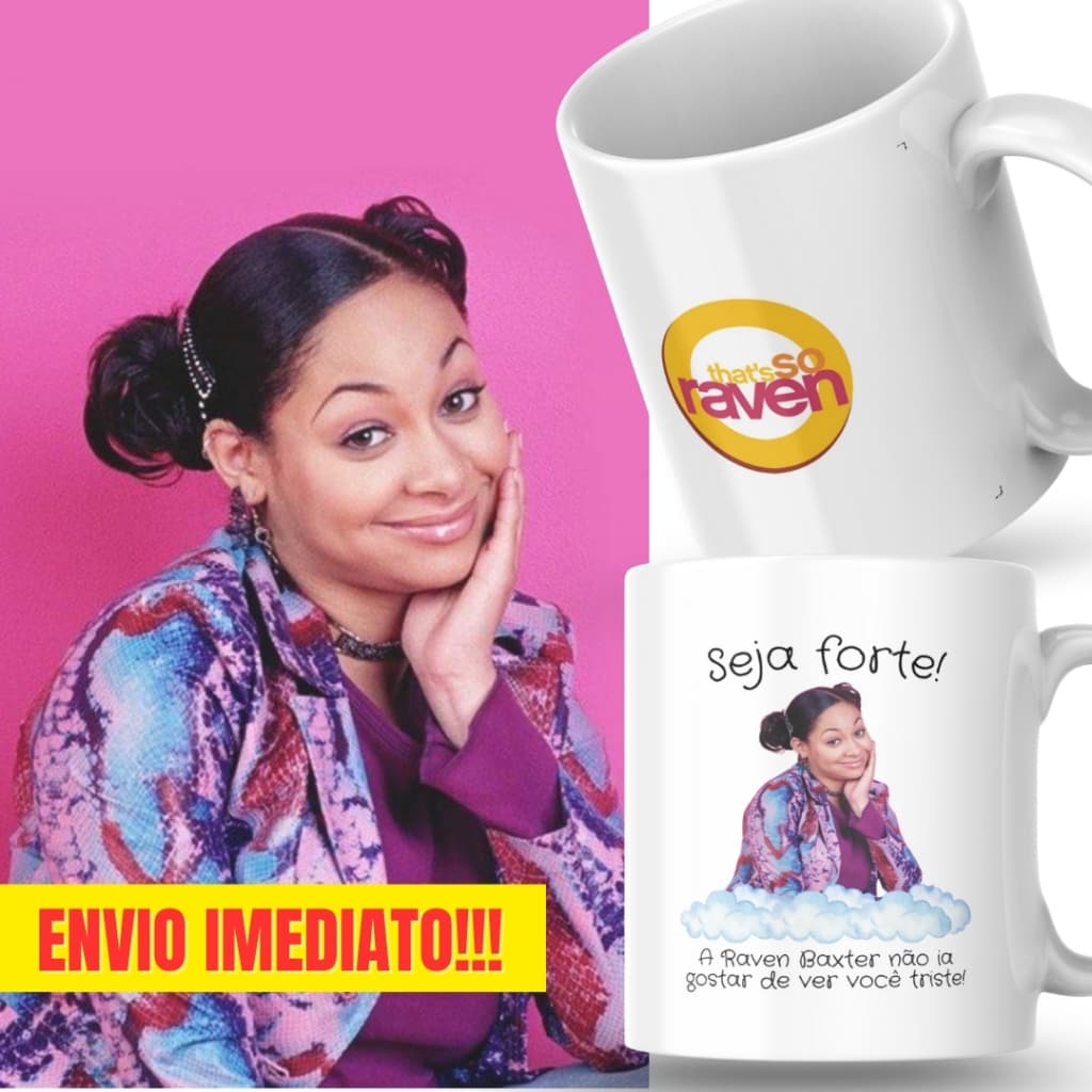 Caneca Xicara Porcelana 325ml Seja Forte Raven Baxter Disney Personalizada Presente Decoração Casa