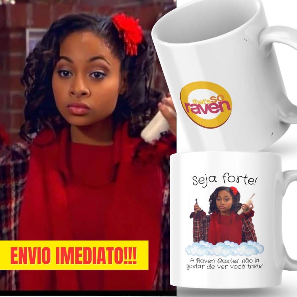 Caneca Xicara Porcelana 325ml Seja Forte Raven Baxter Disney Personalizada Presente Decoração Casa