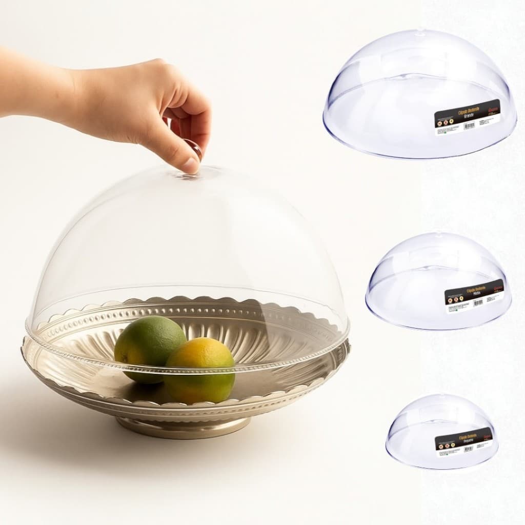 KIT 3 CUPULAS Tampa para Alimentos, Bolos e Tortas,  Grande, Média e Pequena