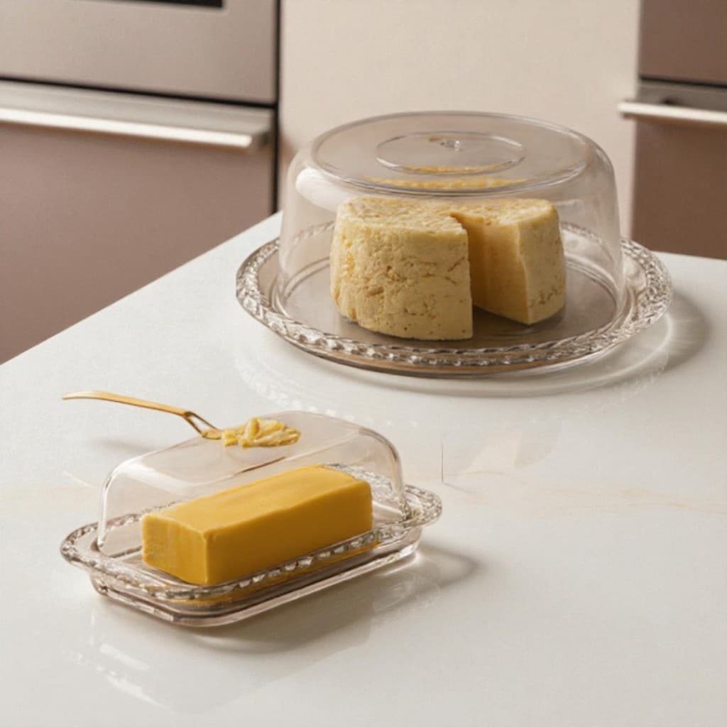 KIT QUEIJEIRA + MANTEGUEIRA PREMIUM CRISTAL ACRILICO DECORAD