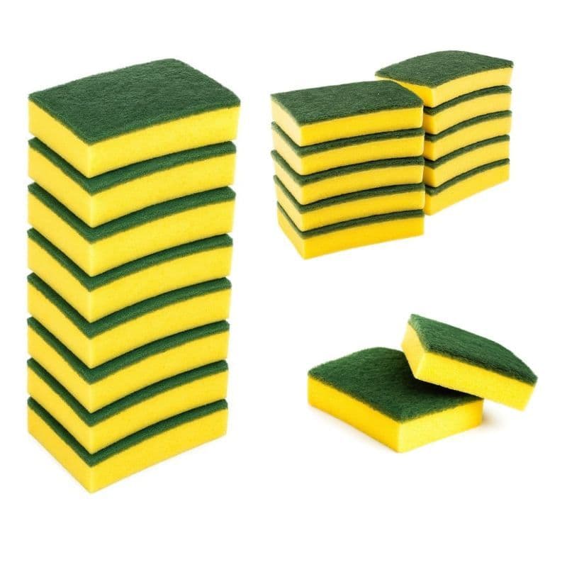 Kit 10 Esponjas Bucha De Pia Lava Louças Dupla Face Verde Amarela