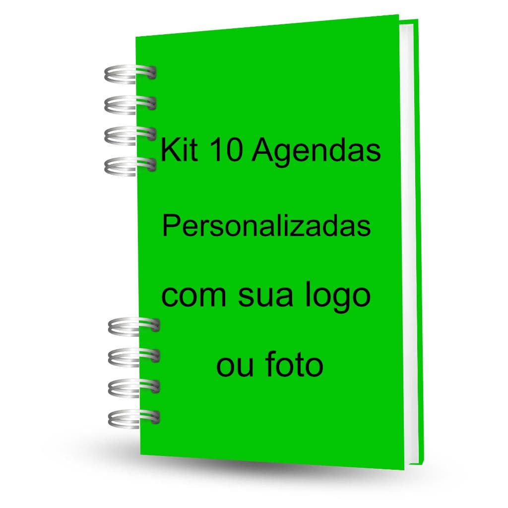 Kit 10 Agendas Personalizadas com Sua Logo ou Foto | 200 Páginas Capa Dura Pautada Não Datada Permanente Envio Rápido