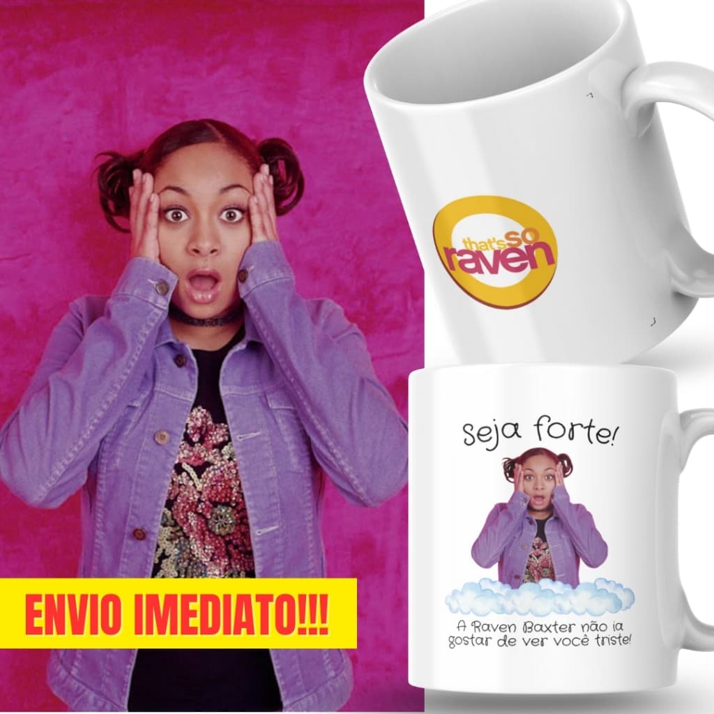 Caneca Xicara Porcelana 325ml Seja Forte Raven Baxter Disney Personalizada Presente Decoração Casa