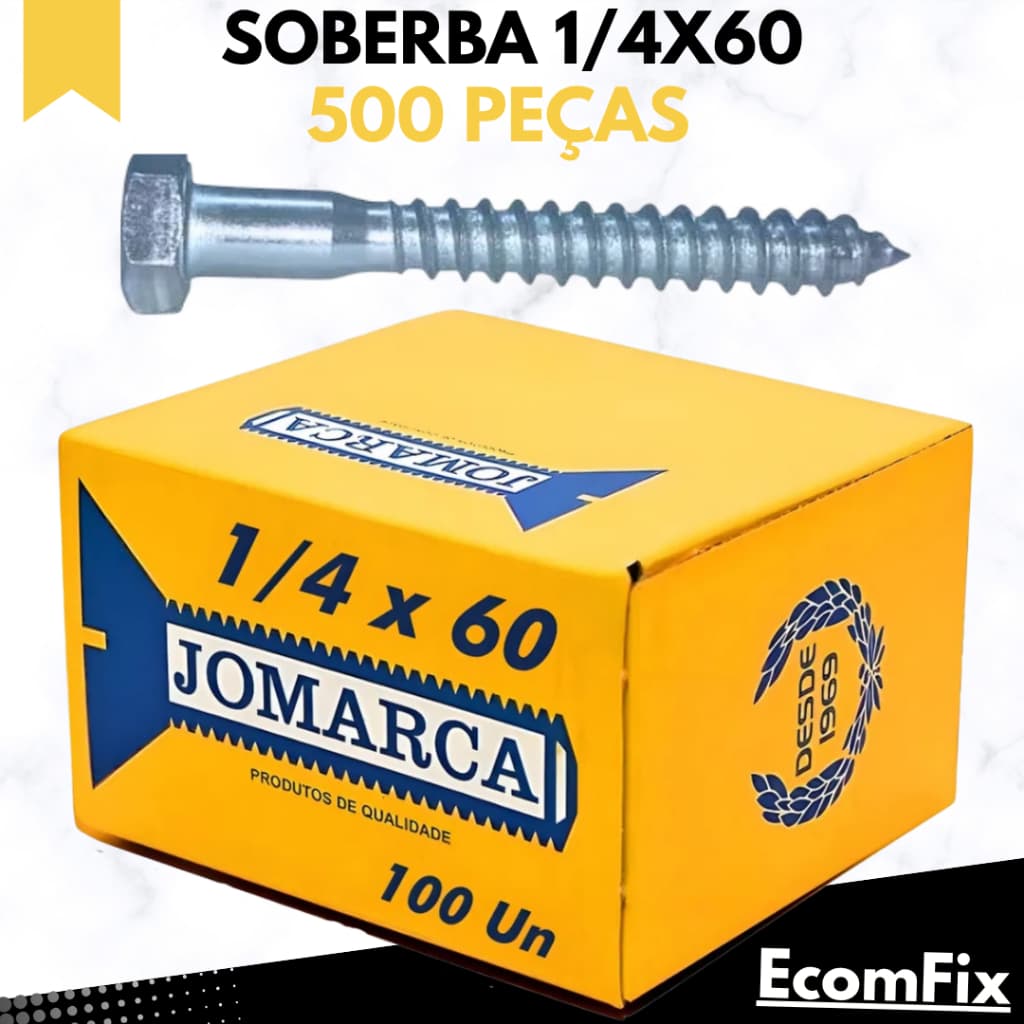 Parafuso Sextavado Rosca Soberba 1/4x60 Caixa Com 500 Peças - JOMARCA