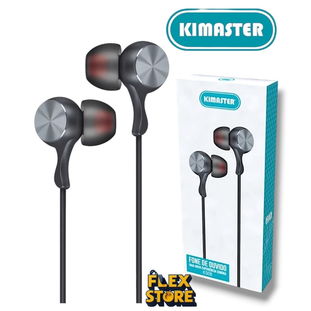 Fone de Ouvido Kimaster K508 com Microfone P2 3.5mm Som Estéreo Extra Bass Alta Qualidade