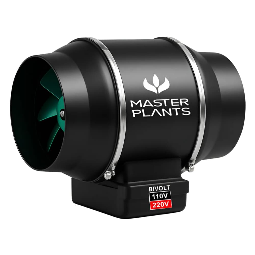Exaustor Turbo Bivolt 100mm, 125mm, 150mm Cultivo Indoor Grow Preto Bivolt
