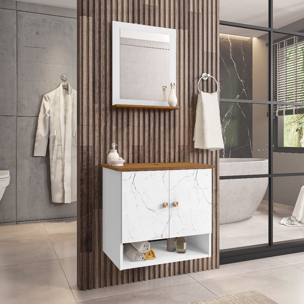 Gabinete de Banheiro Deli com Espelheira – Design Moderno | Cuba à Parte