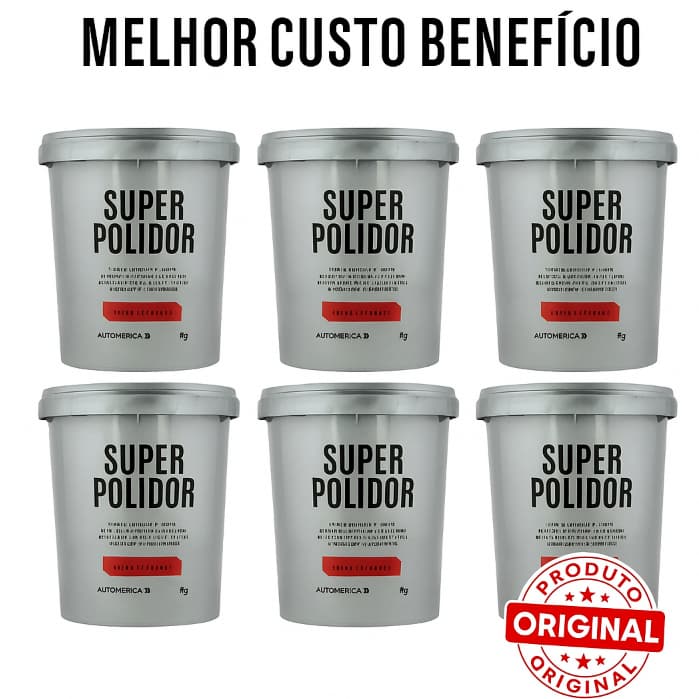 Kit 6 Massa Super Polidor Autoamerica polidor automotivo 1kg 6 UNIDADES