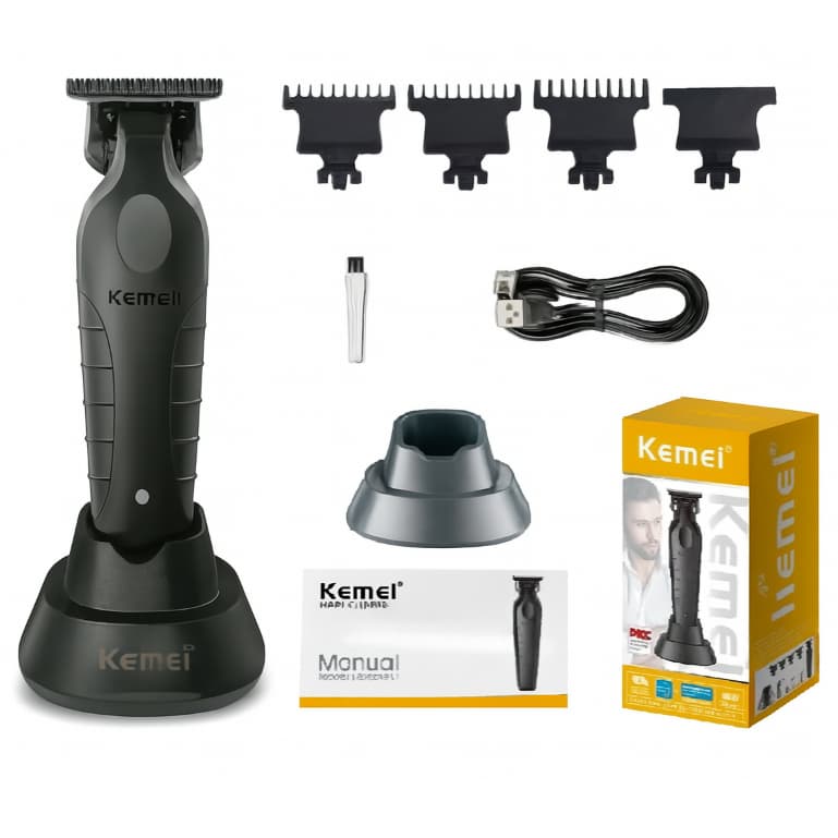 Kemei KM-2299  Máquina De Cortar Acabamento PRO Recarregável Sem Fio com Base Edição Limitada