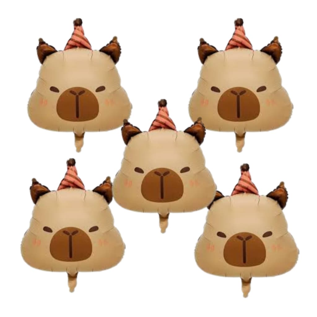 Kit 5 balões metalizados Capivara fofinha decoração aniversário