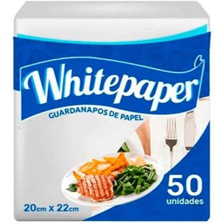 GUARDANAPO DE PAPEL 20X22 WHITE PAPER 20 PCT COM 50 FOLHAS CADA