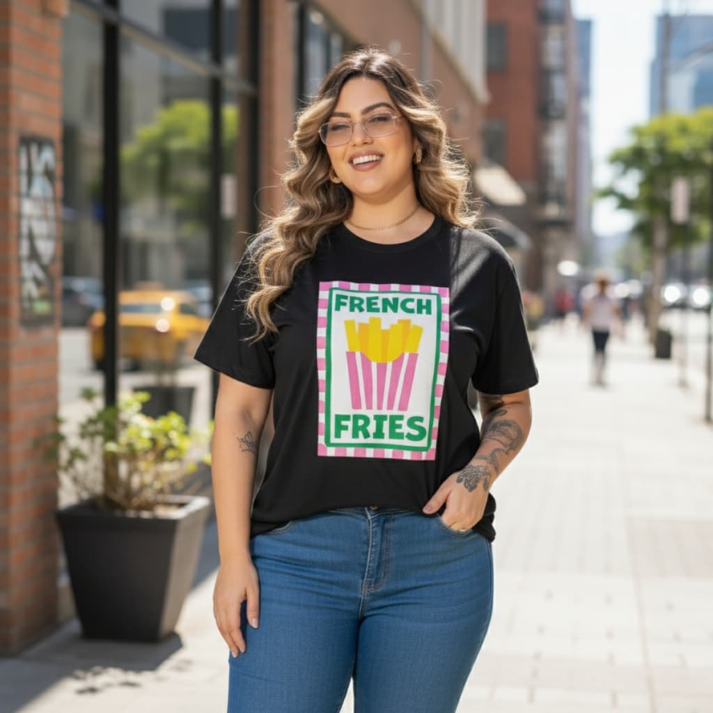 Blusa Feminina Plus Size Manga Curta Gola Redonda