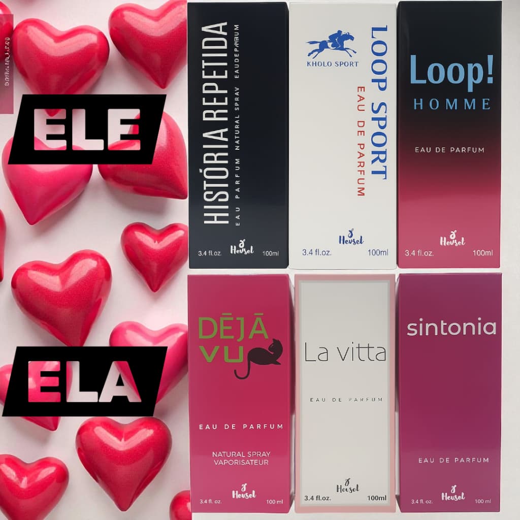 Kit de Perfumes com 6 Unidades 100ml cada – Aromas Masculinos e Femininos de Alta Fixação
