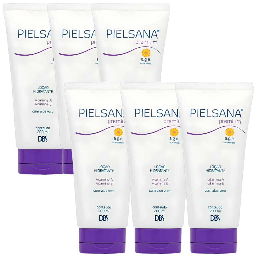 Kit c/6 Pielsana Loção Hidratante Premium 200ml (1) Dbs