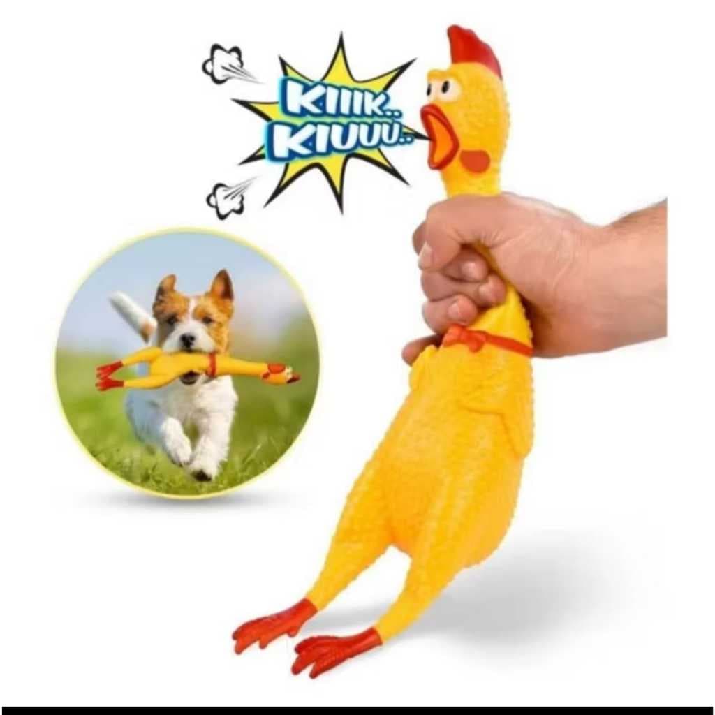 Galinha Pet Plástico para Cães 30cm Brinquedo Sonoro, Engraçado, Divertida, Barulhenta e Resistente