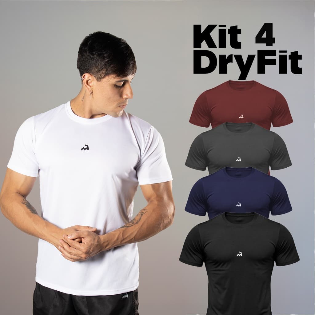 Kit 4 Camisetas Dry Fit Masculina Treino Academia Leve Respirável Premium