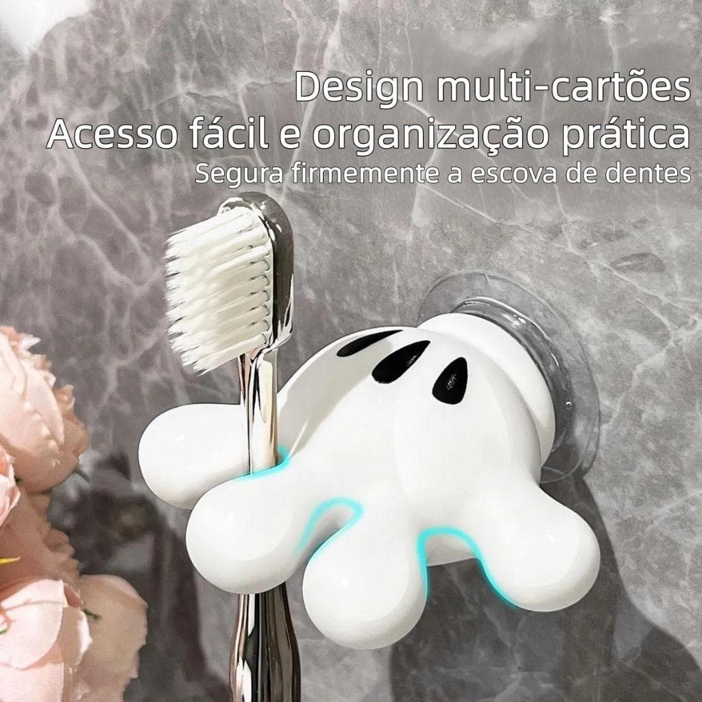 Kit 6 Organizador de Ventosa Mickey Cartoon Multifuncional – Prático e Fofo para Escova ou Cabos