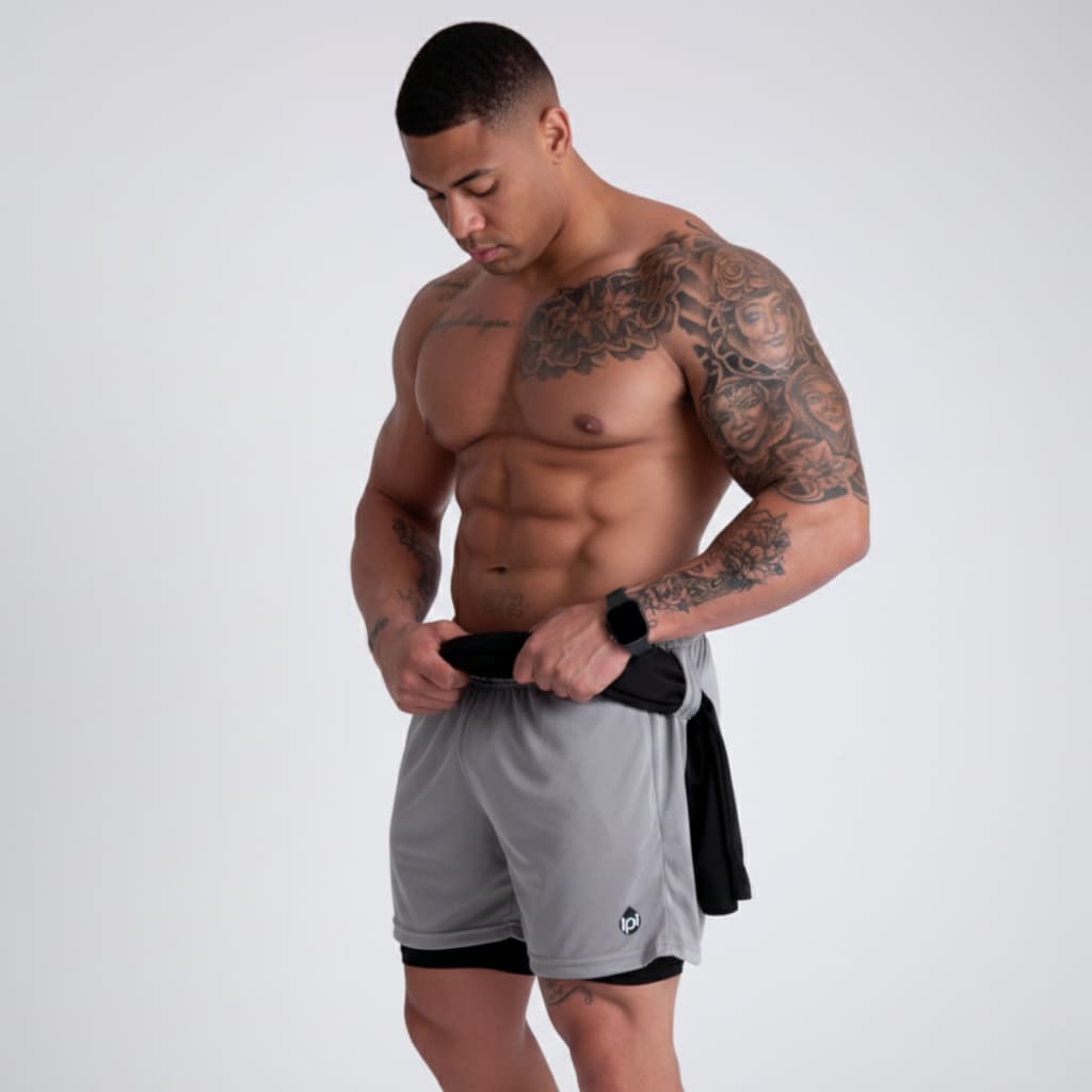 Bermuda Academia Masculino 2 em 1 Duplo Com bolso oculto Para Celular CrossFit Corrida