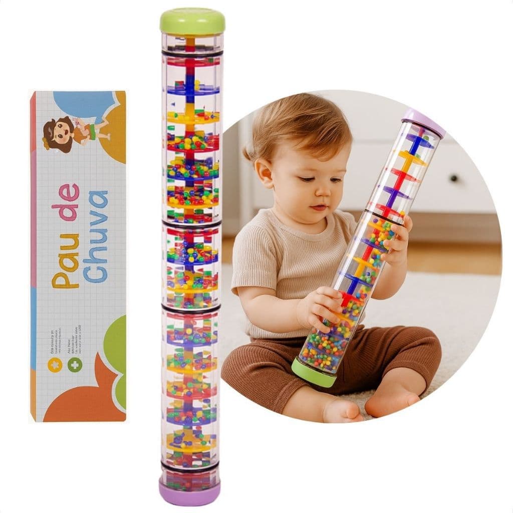 Pau De Chuva Kidzzo Com 40cm Musicalização Infantil Instrumento para criança e acalma bebês