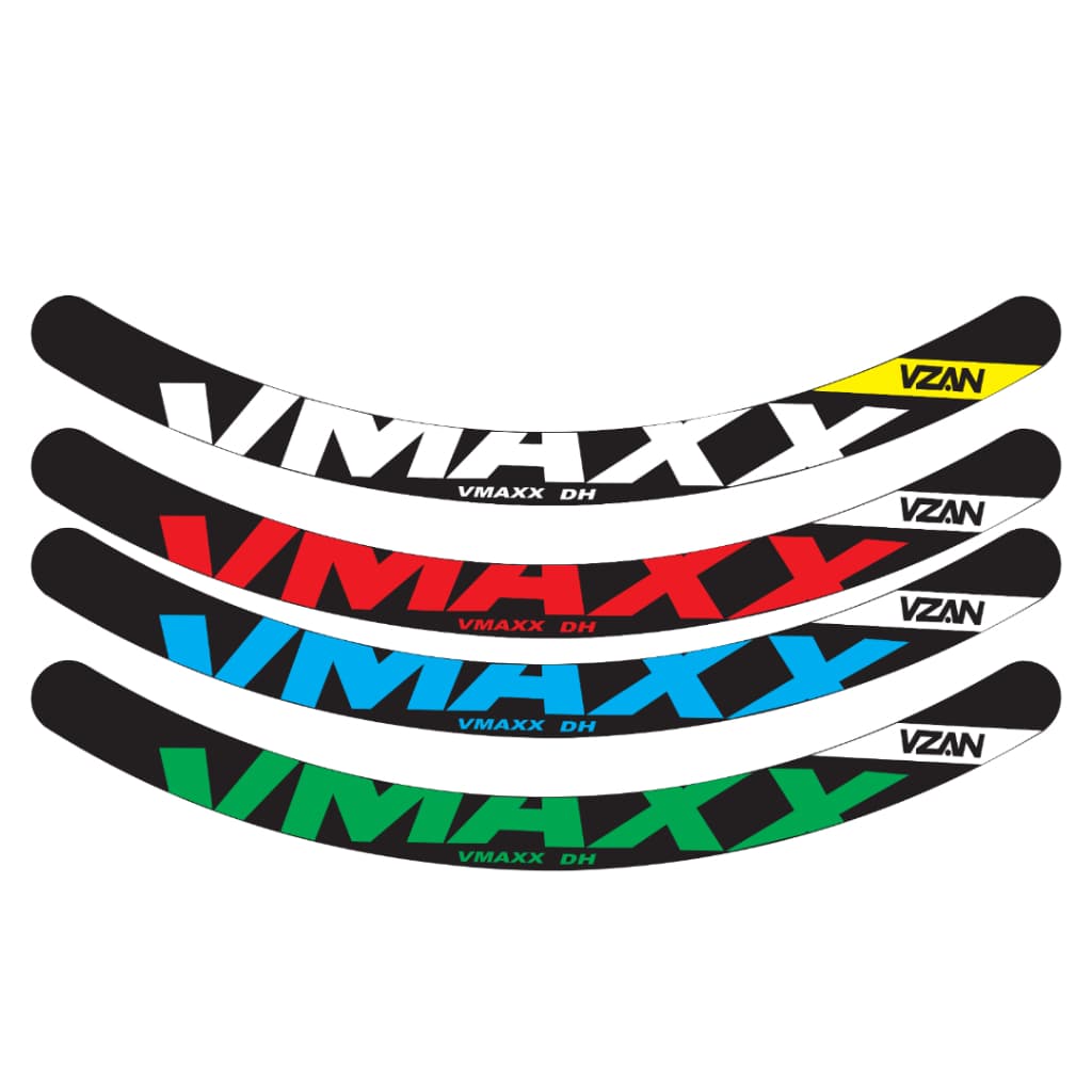 Kit Adesivo para Aro Bike DH Vmaxx Vzan Cores Branco Vermelho Azul Verde