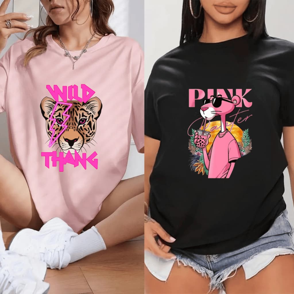 Kit 2 Camiseta Feminina Estilosa Cores Vibrantes Confortavel Dia a Dia Envio Rapido