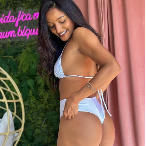 Biquíni Feminino Cintura Alta Hot Pant com Bojo Removível e Top Cortininha com Regulagem