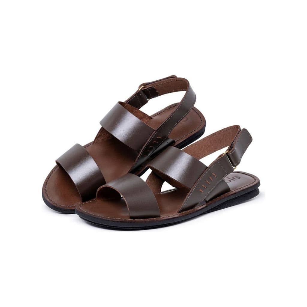 Sandalia Masculina Gladiadora Confortável Anatomica Conforto Lisa Café
