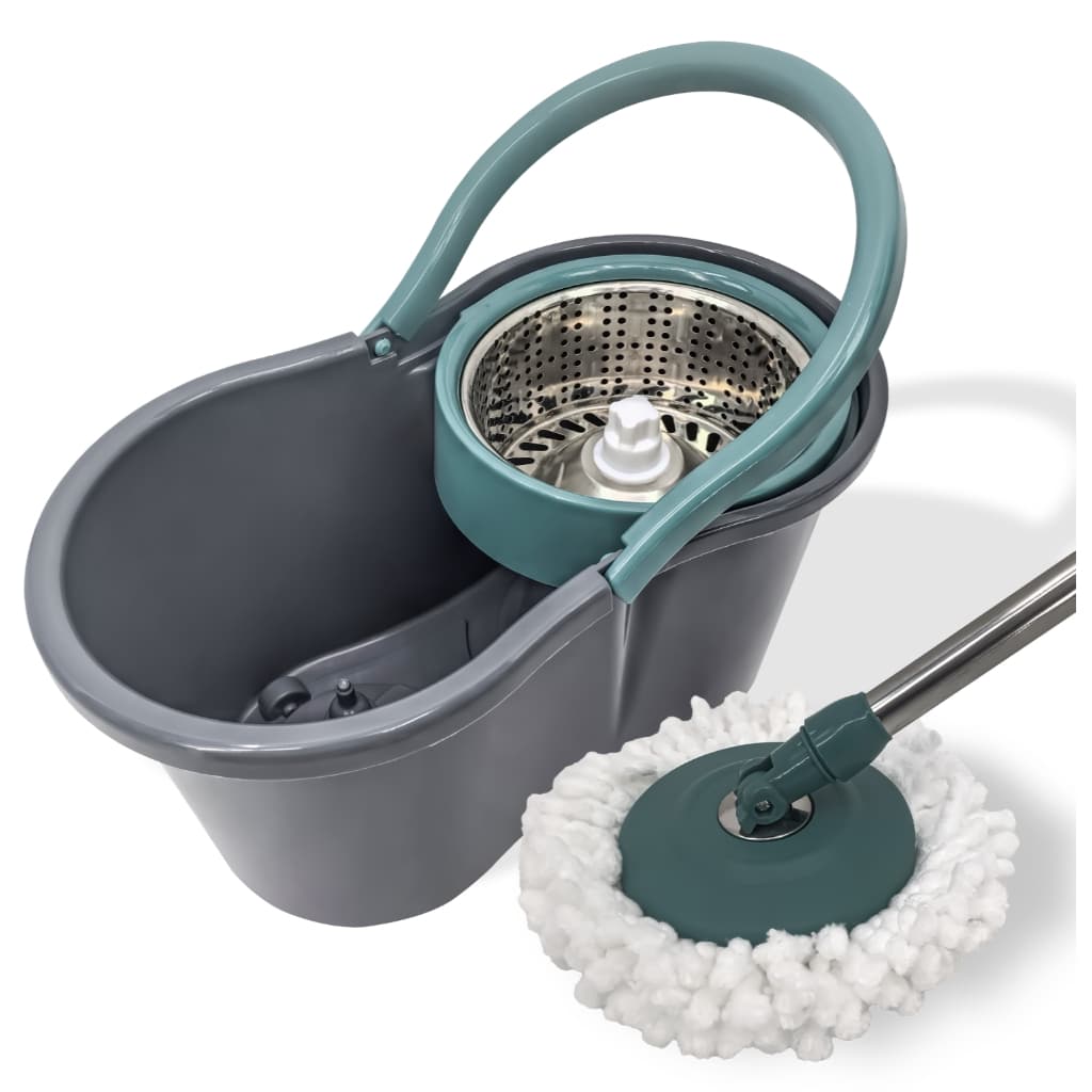 Esfregão Mop Fit Giratório 8 Litros Com Cesto Em Inox e Cabo Inox Regulável Cesto Balde Multiuso