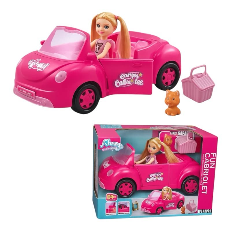 Carrinho Conversível Rosa Boneca E Acessórios Brinquedo
