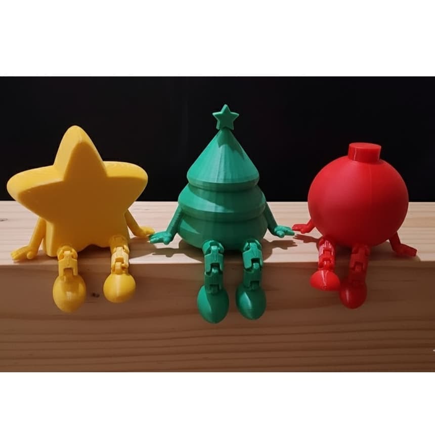 Decoração Natalina Criativa Árvore, Bola e Estrela de Natal Articulados 3D