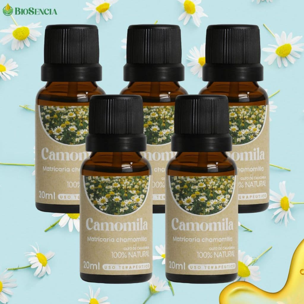 Pacote 5 Óleos de Camomila 20 ml – Tratamento Natural para Pele e Cabelos