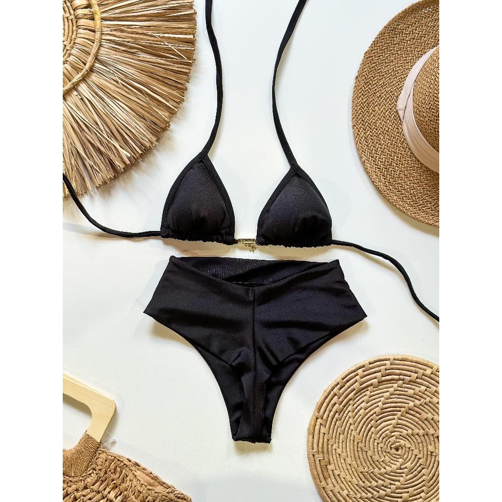 Biquíni Cortininha Feminino Semi fio com Bojo Removível Cintura Alta Calcinha Modeladora Plus Size