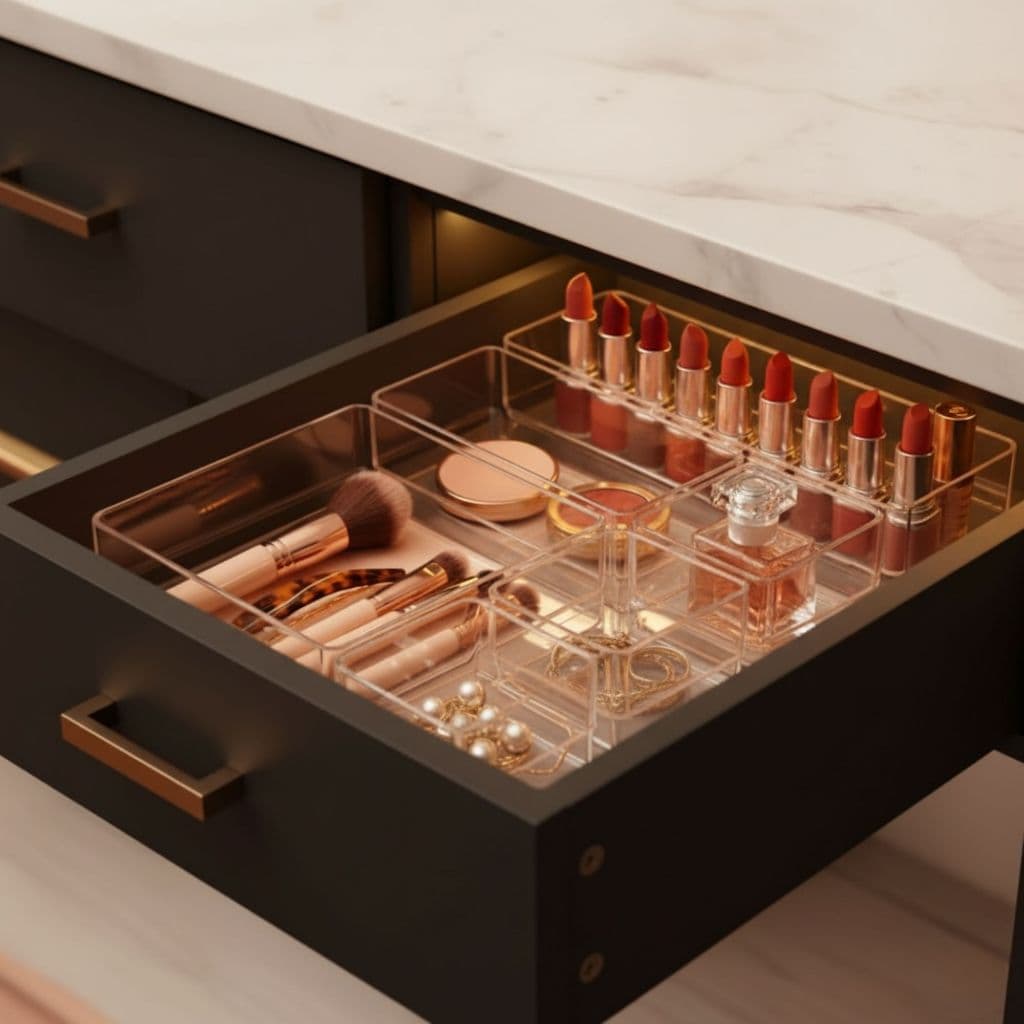 Kit Organizador de Gavetas Multiuso com 6 Caixinhas Divisórias para Acessórios e Utensílios