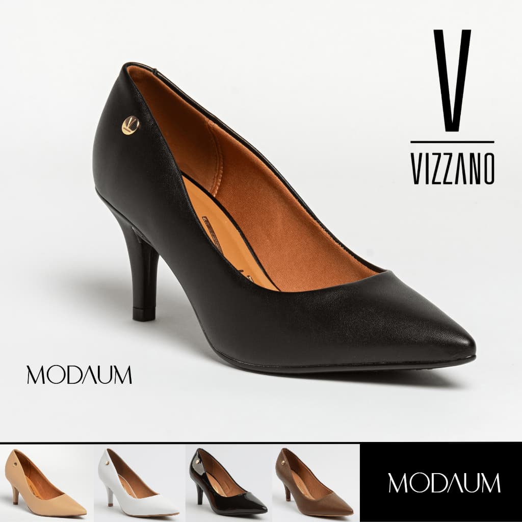 Sapato Social Feminino Scarpin Vizzano Salto Fino Médio Diversas Cores 1185702