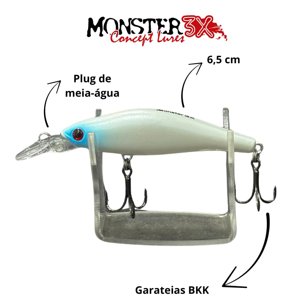 Isca artificial tucunaré – Baby Z Monster 3X – 6,5cm 6,5g – Monster 3X – Plug Meia Água