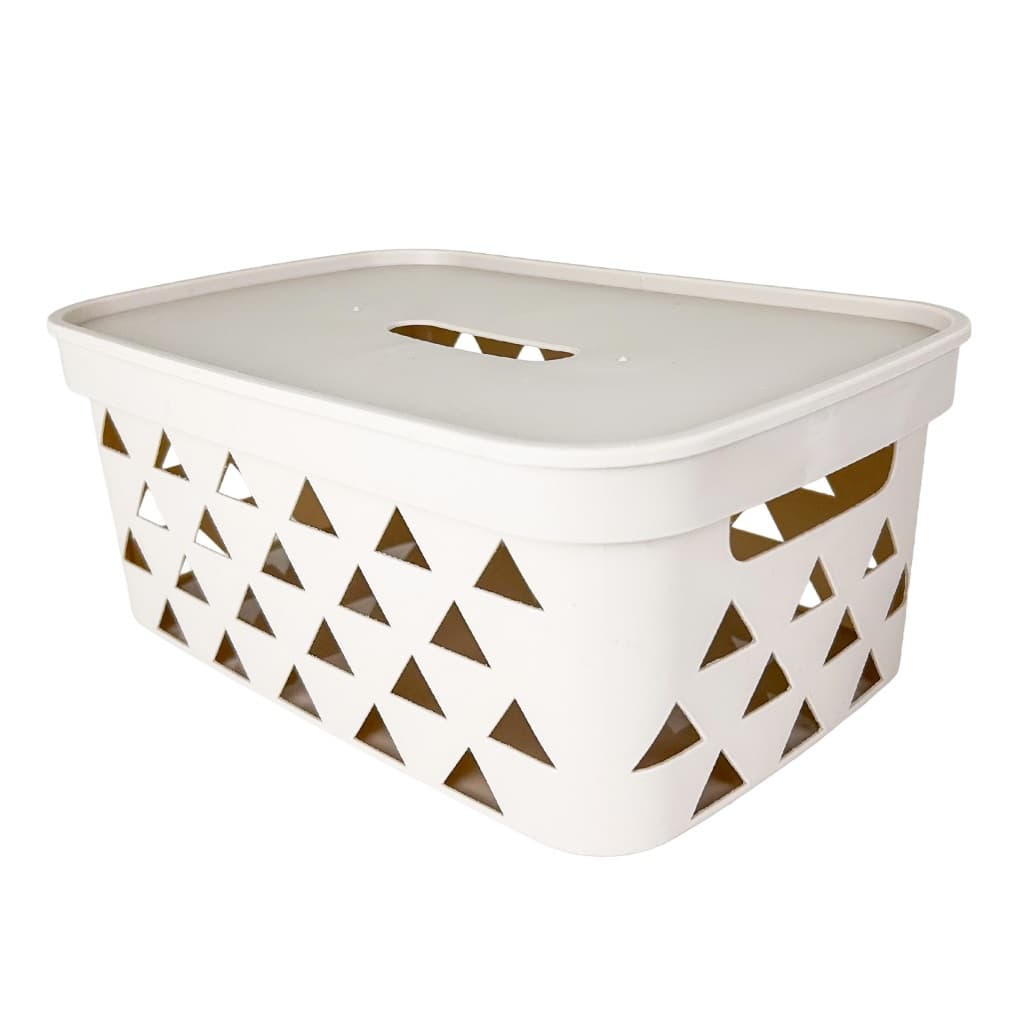 Caixa Organizadora Triângulo Multiuso Versátil 14L Com Tampa E Alça Decorativa Empilhável Closet