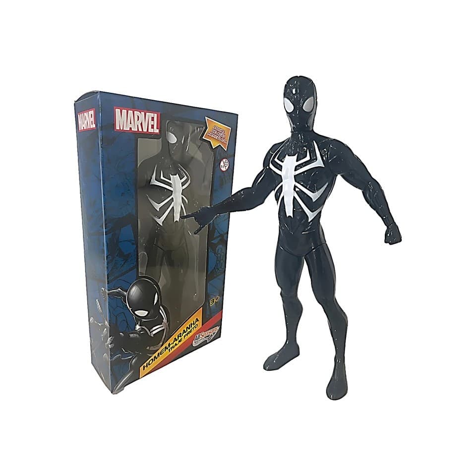 Boneco Homem Aranha Traje Preto Original Articulado Marvel Vingadores 22 cm de Altura ALL SEASONS