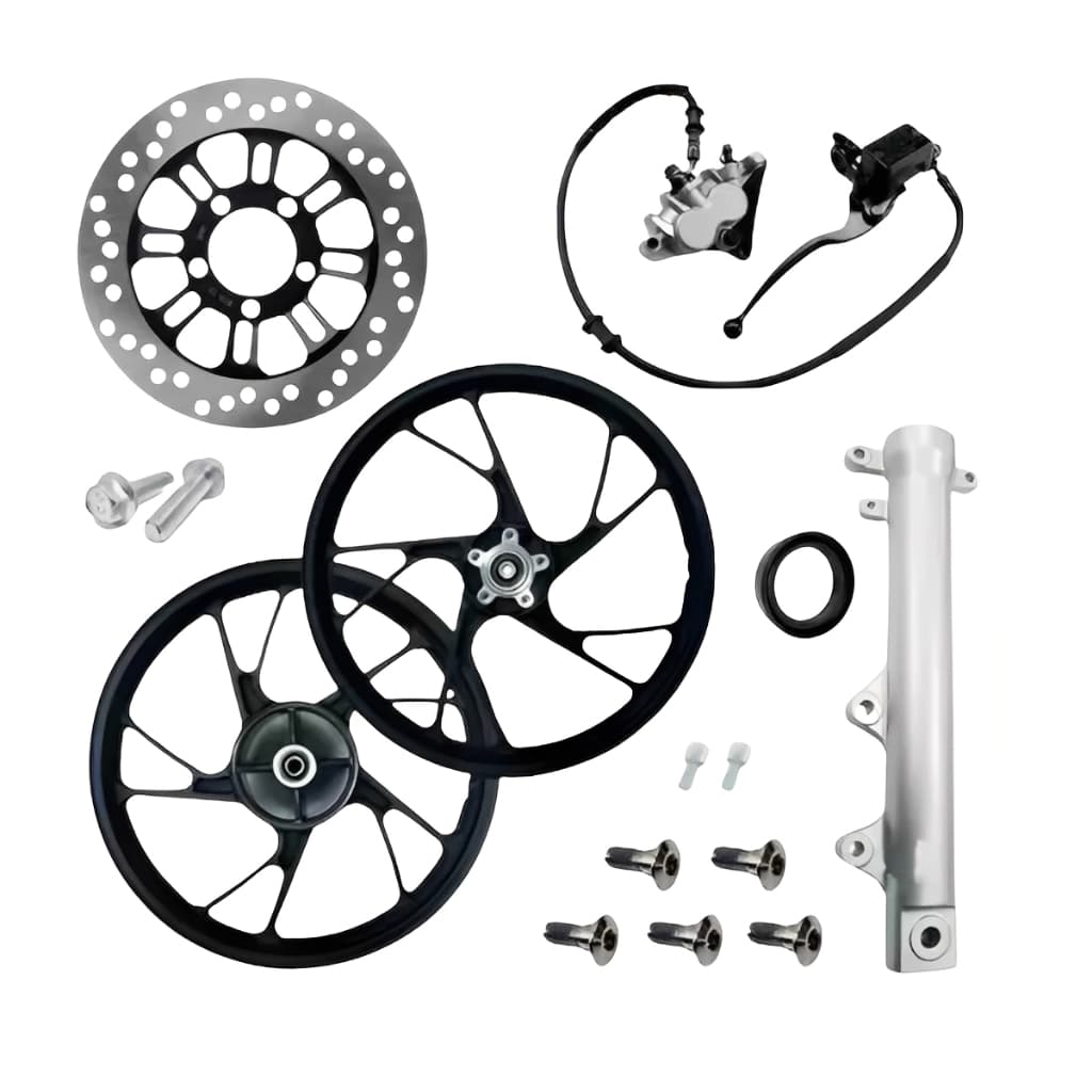 Kit Sistema Freio A Disco Cg150 Cg160 Titan Fan Start 150 160 2014 Em Diante Roda Jante Liga Leve Pé de Galinha Preta