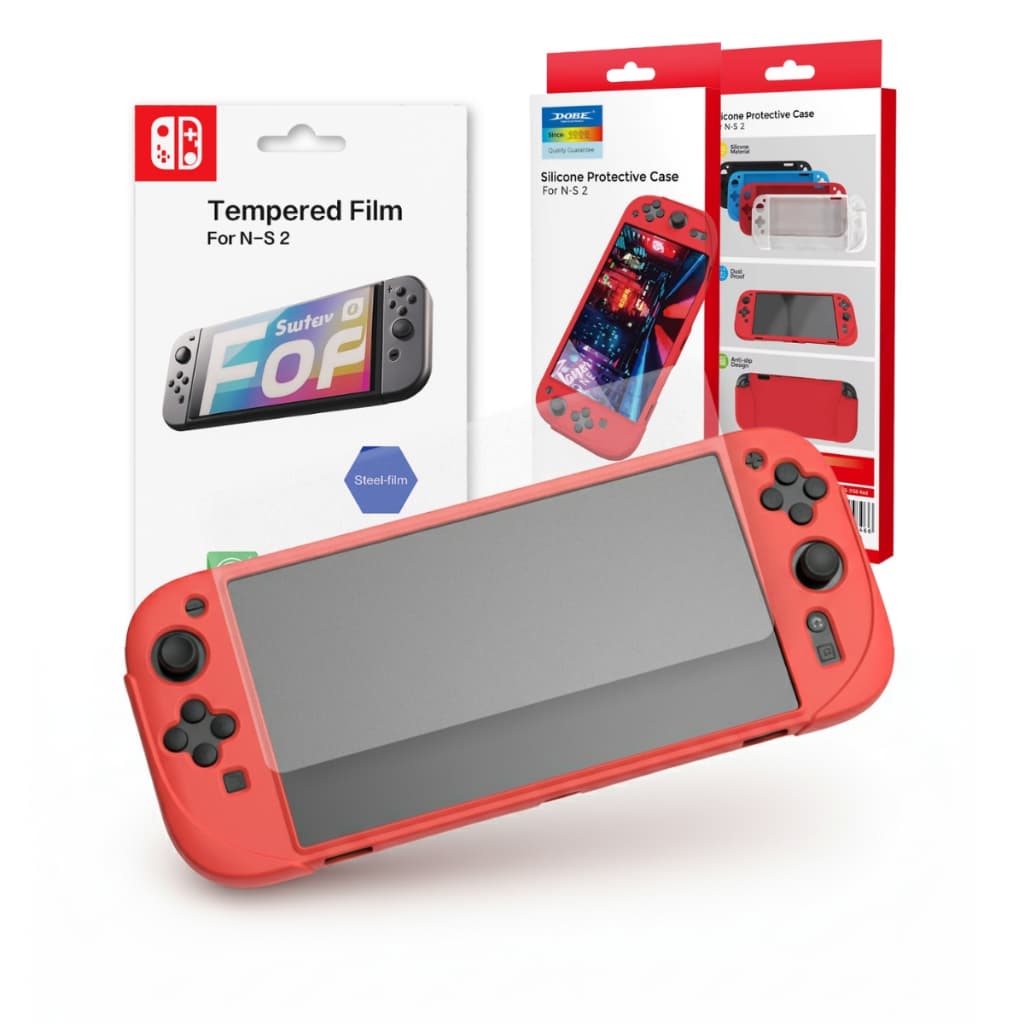 Capa de Silicone Case Antiderrapante + Película de Vidro Temperado 9H para Switch 2