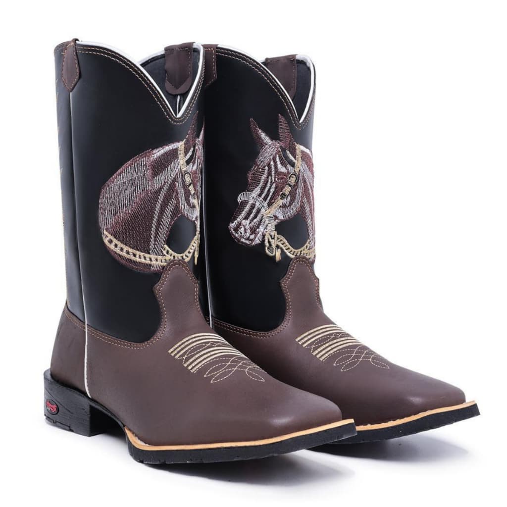 Bota Texana em Couro Legítimo com Bordado Sofisticado Estilo Clássico Conforto Absoluto Durabilidade