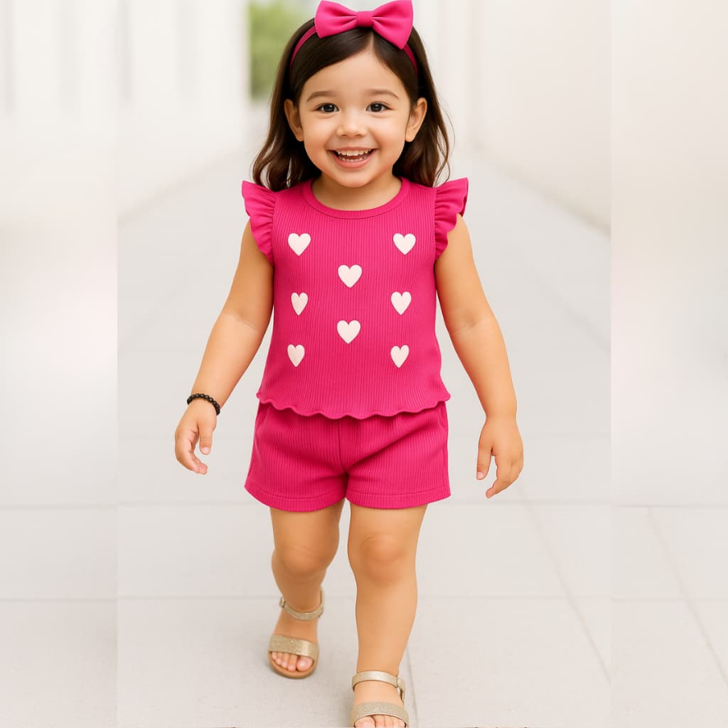 Conjunto Infantil Blusa e Shorts Verão Menina Confortável