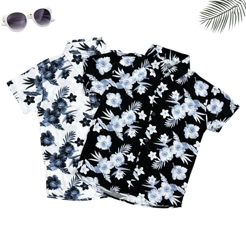 Camisa Social Estampada Florida Azul Menino Infantil Juvenil Malha Viscose Novidades