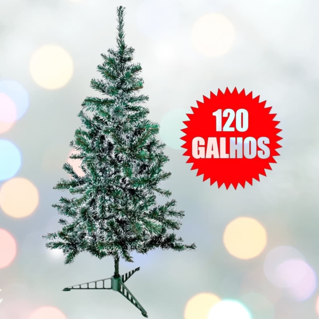 Kit de Árvore de Natal 1,20m 120 galhos Nevada + Enfeites