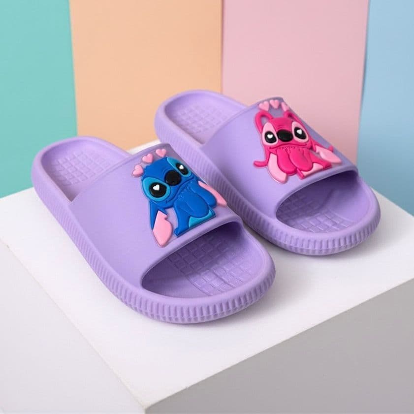 Chinelo Slide Stitch e Angel Antiderrapante Macio Confortável Menino Menina