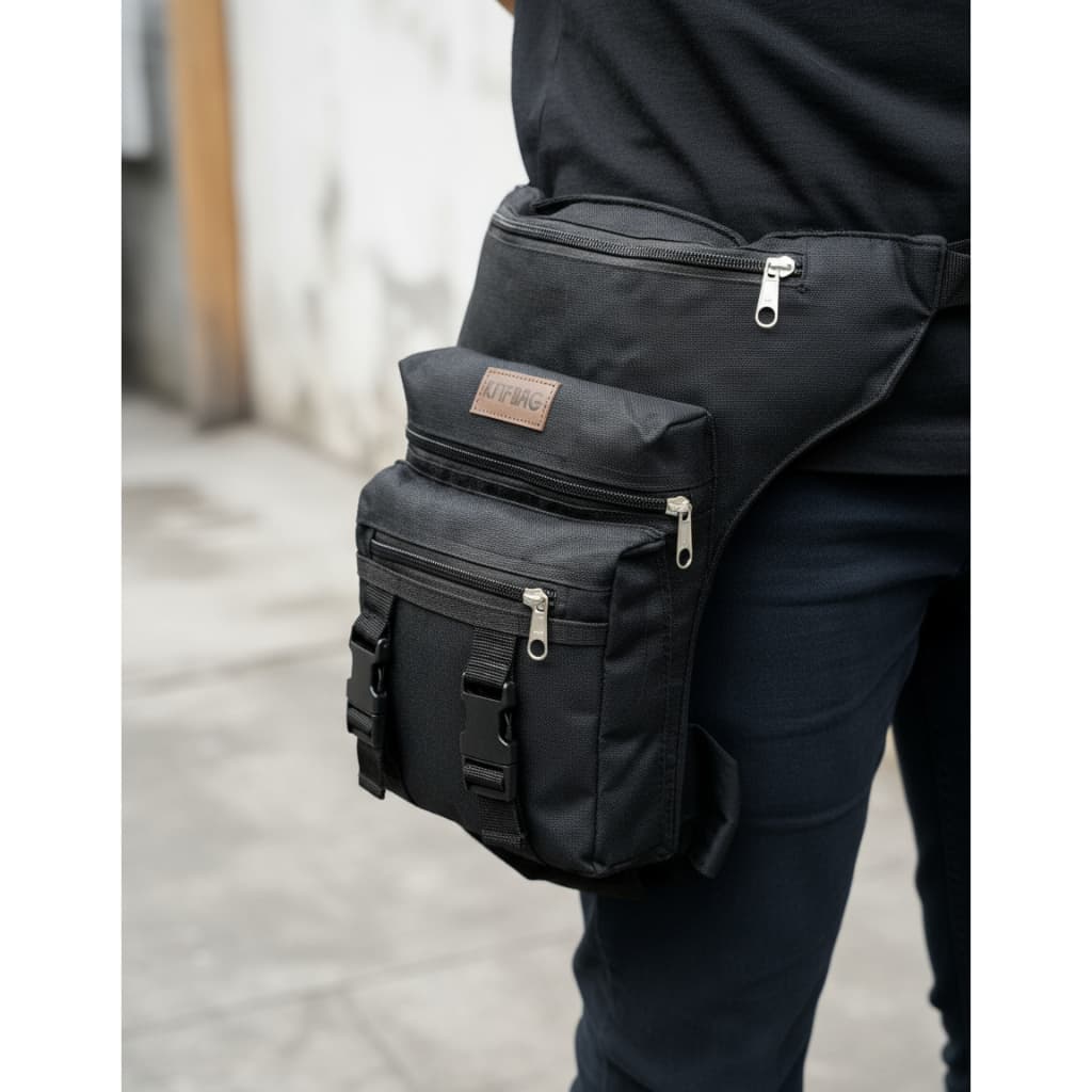 Pochete De Perna Cartucheira Motoboy Camping Pescaria 3 Compartimentos em Ziper