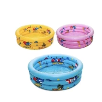 Piscina Infantil Inflável  3 Gomos Redonda Criança Rosa Azul Amarela Bebe Praia Jardim 60 CM e 90 CM