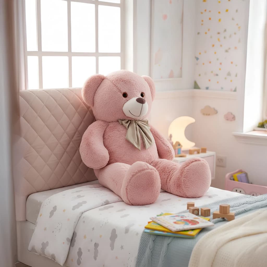 Urso Teddy Gigante Pelúcia Macia com Laço Várias Cores Presente Infantil e Decoração