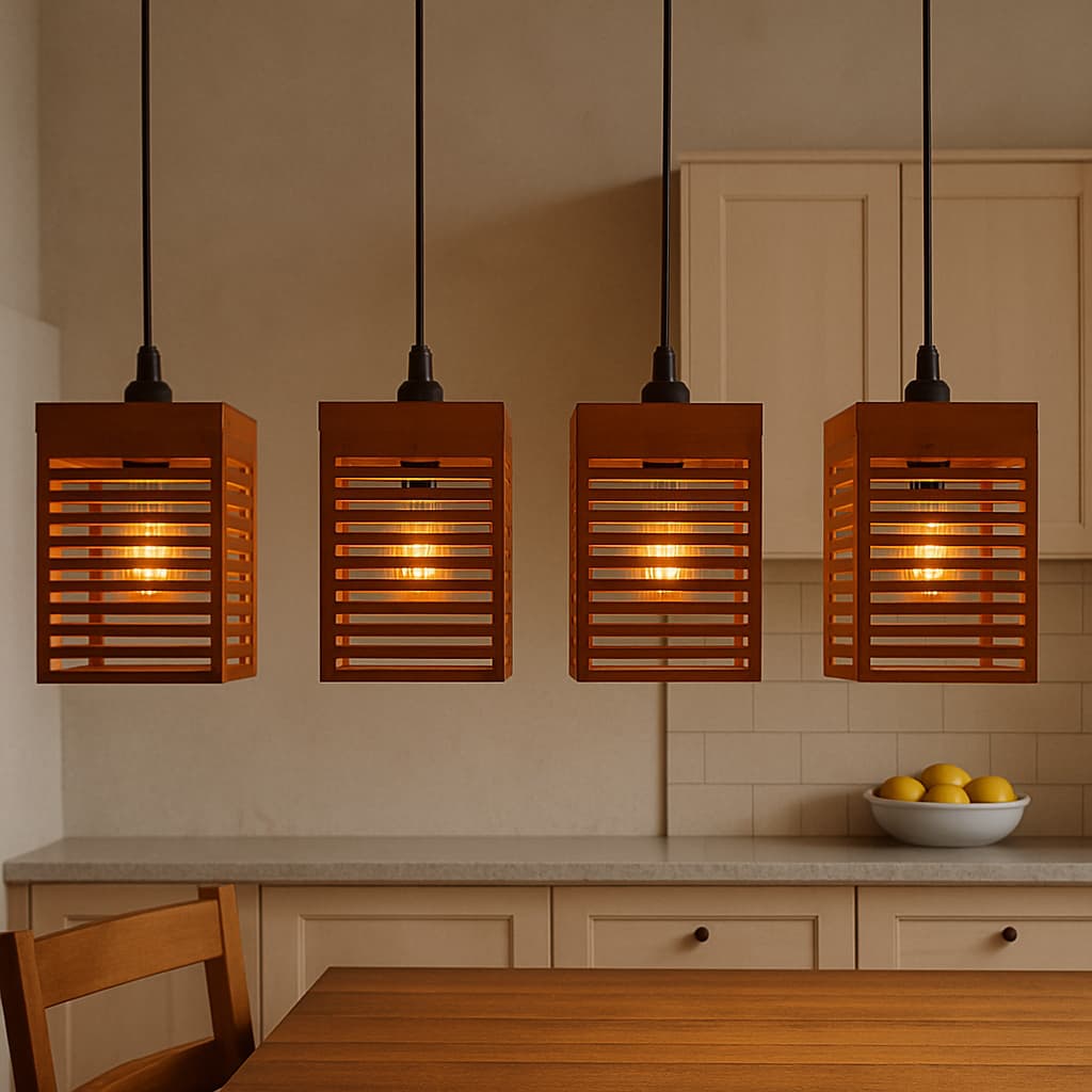 Kit 4 Luminária Pendente de Teto Estilo Moderno Área Gourmet - Rústico